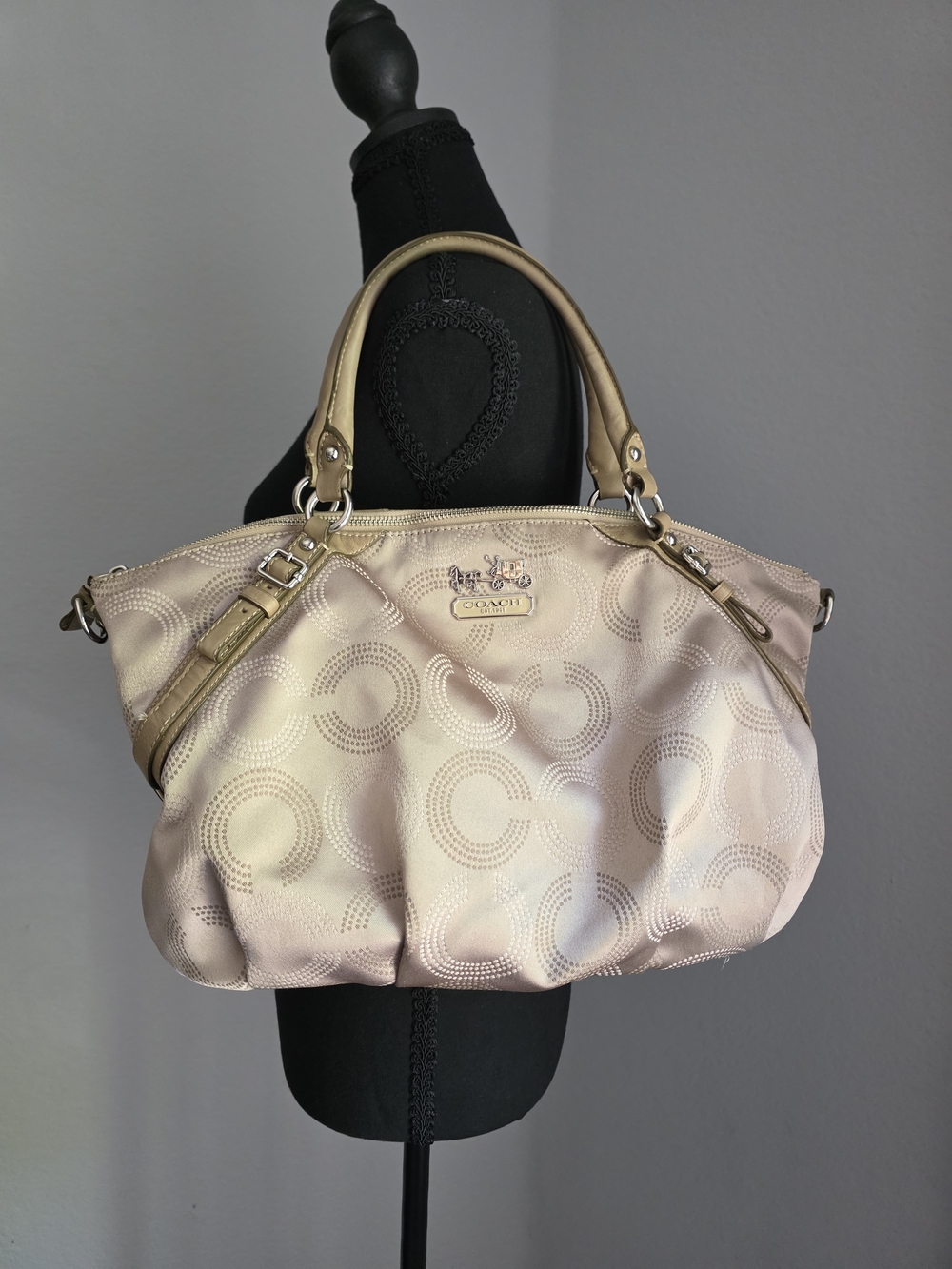 Coach Madison Dotted OP Art Sophia Satchel - Khaki & Gold